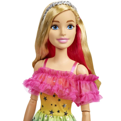 BARBIE 71CM CAUCASIAN DOLL WITH MULTI COLOURED STARRY DRESS - Toyworld Frankston