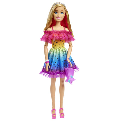 BARBIE 71CM CAUCASIAN DOLL WITH MULTI COLOURED STARRY DRESS - Toyworld Frankston