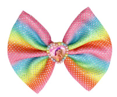 PINK POPPY - BARBIE RAINBOW FANTASY JUMBO HAIR BOW WITH PEARL HEART PENDANT - Toyworld Frankston