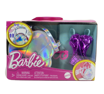 BARBIE FASHION ACCESSORIES - BEACH OUTFIT AND BAG WITH 5 SURPRISES - Toyworld Frankston