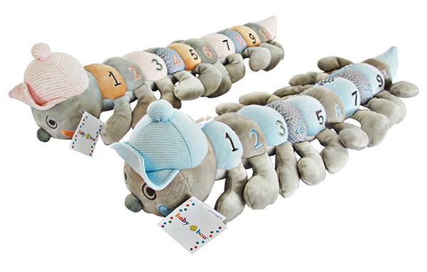 BABY BOO - 60CM BLUE OR PINK PASTEL CATERPILLAR