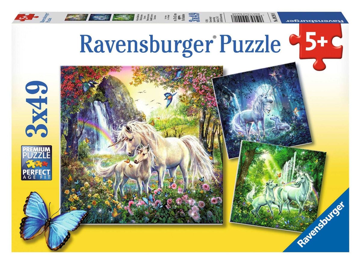 RAVENSBURGER PUZZLE - BEAUTIFUL UNICORNS 3 X 49 PIECE