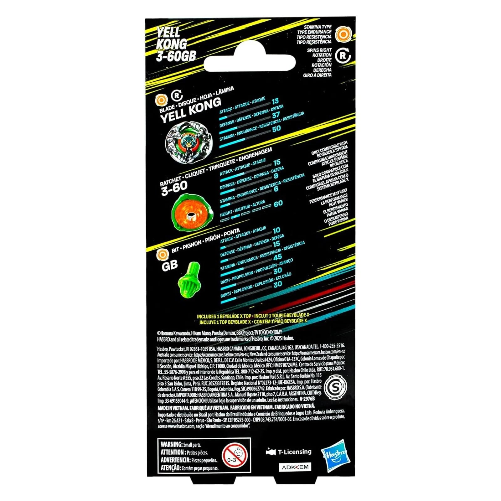 BEYBLADES X BOOSTER SINGLE TOP - YELL KONG 3-60GB - Toyworld Frankston