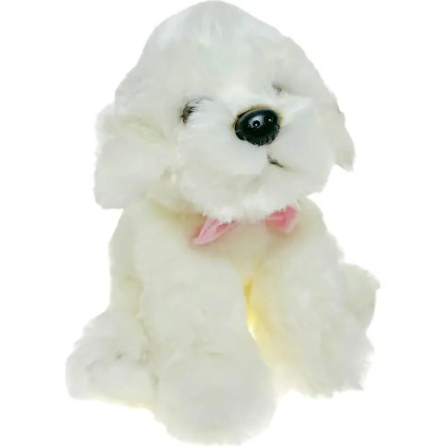 30CM BICHON DOG WITH PINK BOW PLUSH