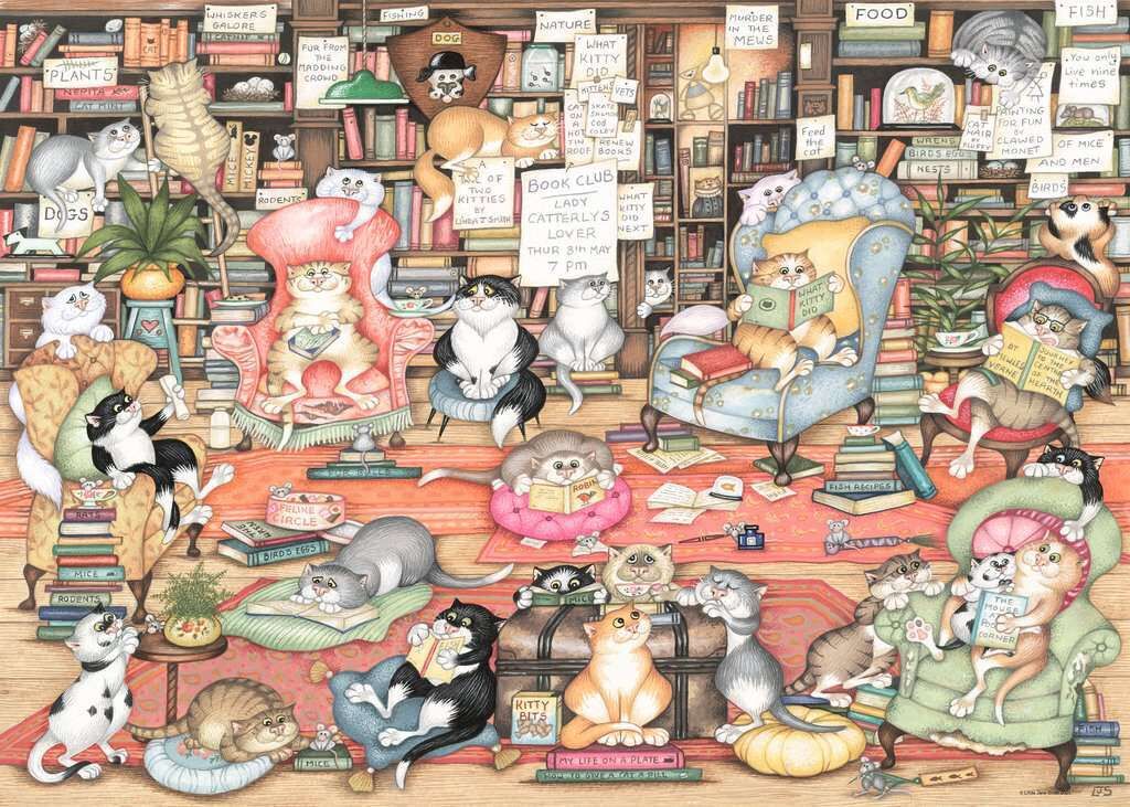 RAVENSBURGER PUZZLE - CRAZY CATS BINGLEY'S BOOKCLUB 1000 PIECE - Toyworld Frankston