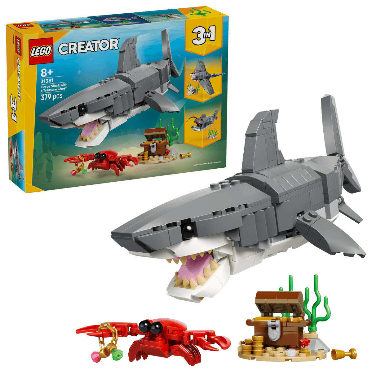 LEGO 31381 CRFEATOR - FIERCE SHARK WITH A TREASURE CHEST 3 IN 1 - Toyworld Frankston