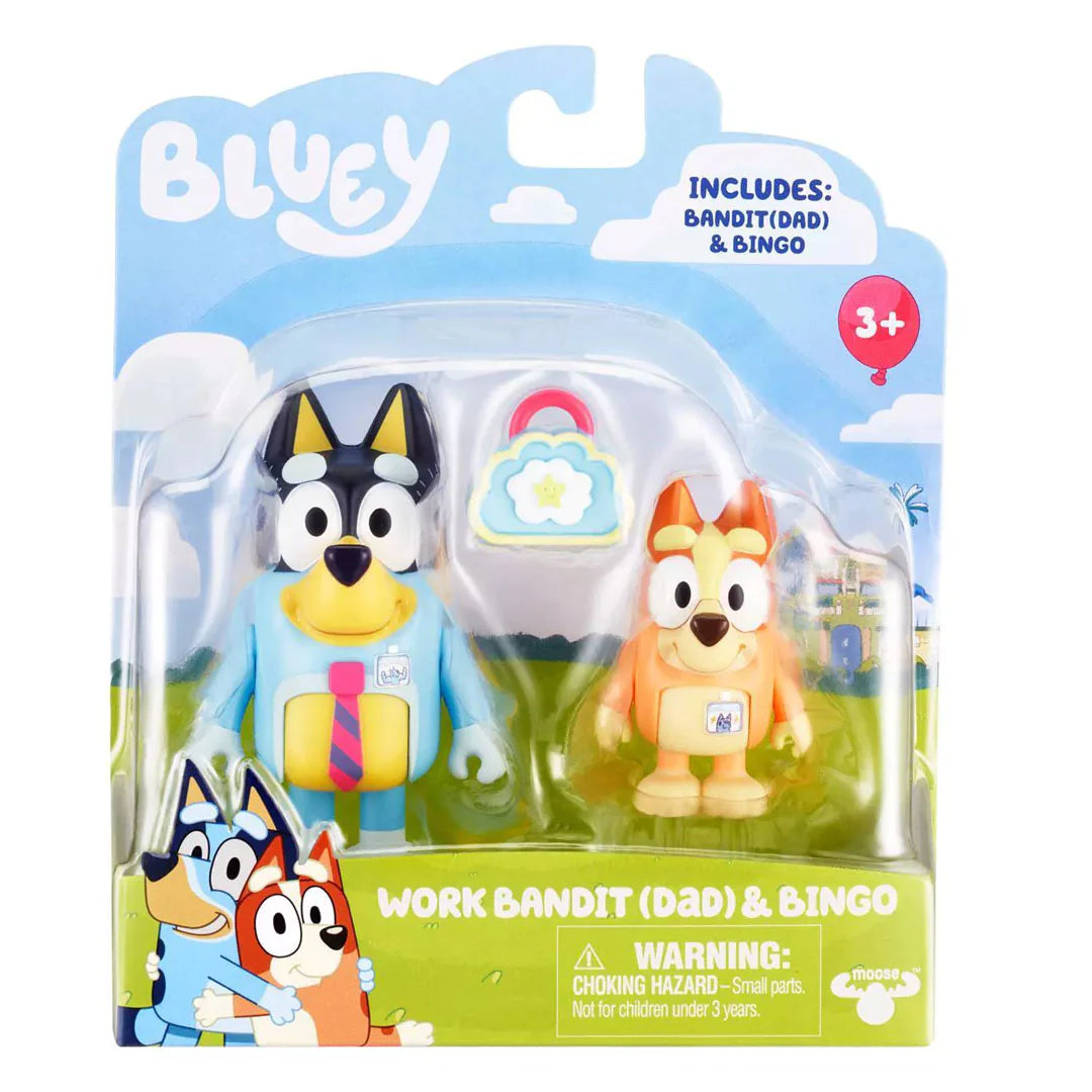 BLUEY S5 FIGURE 2PK WORK BANDIT AND BINGO - Toyworld Frankston