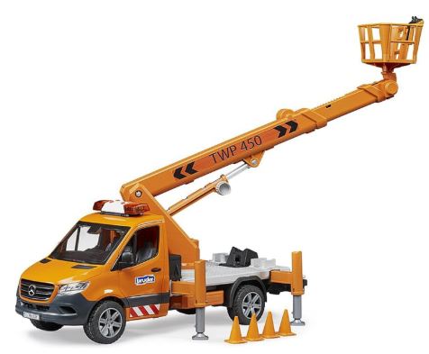BRUDER MB SPRINTER LIGHT & SOUND WITH WORK PLATFORM - Toyworld Frankston