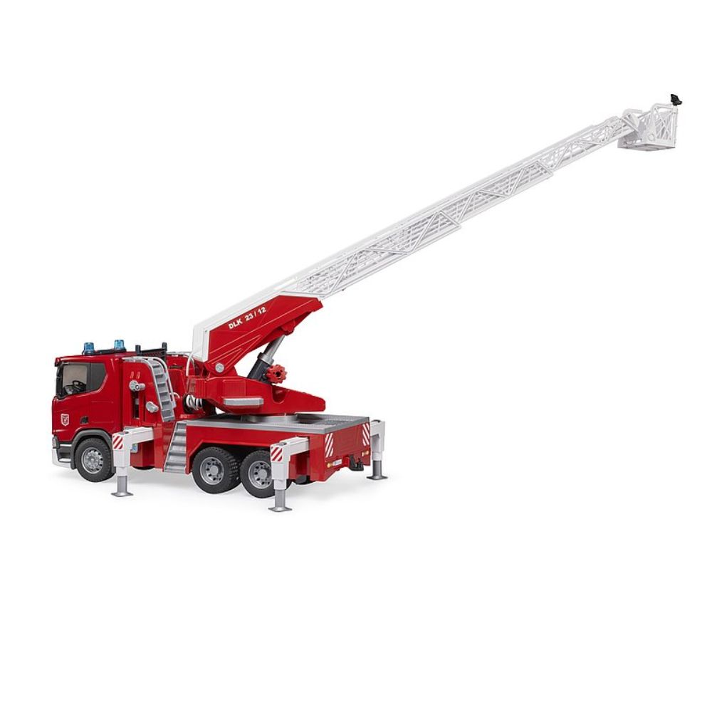 BRUDER - EMERGENCY SCANIA SUPER 560R FIRE ENGINE W LADDER, SLEWING LADDER, WATER PUMP AND LIGHTS AND SOUNDS - Toyworld Frankston