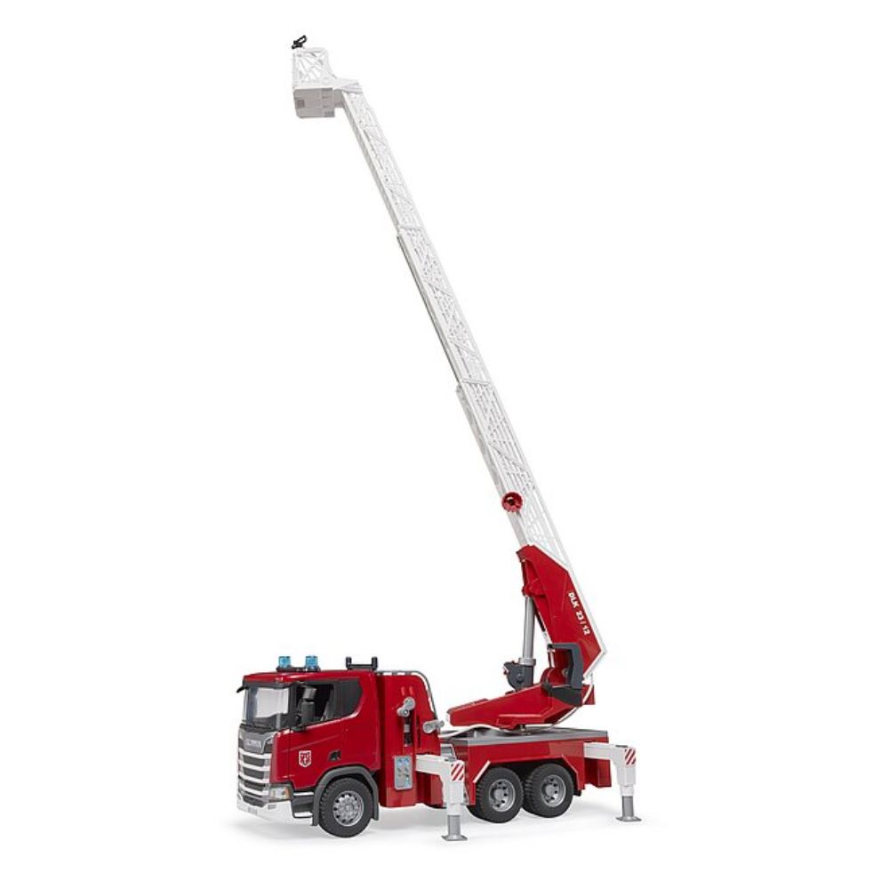 BRUDER - EMERGENCY SCANIA SUPER 560R FIRE ENGINE W LADDER, SLEWING LADDER, WATER PUMP AND LIGHTS AND SOUNDS - Toyworld Frankston