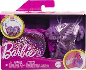 BARBIE FASHION ACCESSORIES - PINK SPARKLE DRESS AND BAG WITH 5 SURPRISES - Toyworld Frankston