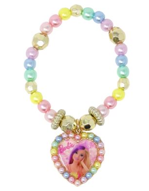 BARBIE RAINBOW FANTASY PEARL STRETCH BRACELET W/HEART CHARM - Toyworld Frankston