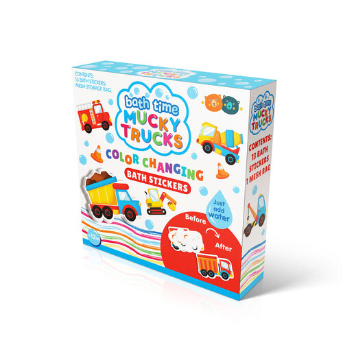 BUDDY & BARNY BATH TIME COLOUR CHANGING STICKERS - MUCKY TRUCKS - Toyworld Frankston