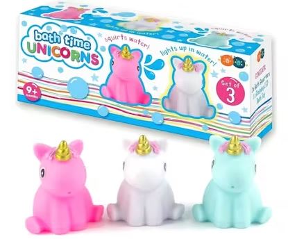 BUDDY & BARNY BATH TIME LIGHT UP UNICORN SQUIRTERS 3 PACK - Toyworld Frankston