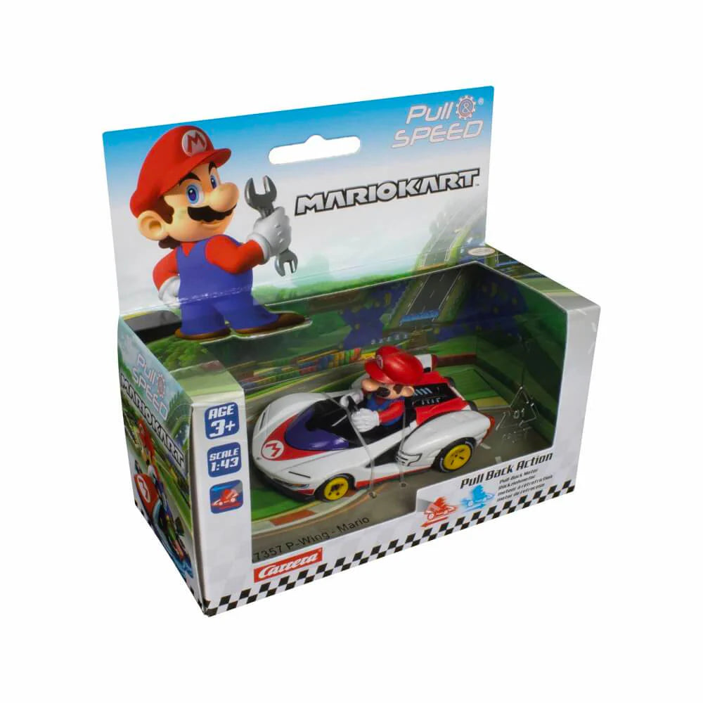 CARRERA PULL BACK - PULL AND SPEED MARIO KART MARIO IN WHITECAR - Toyworld Frankston