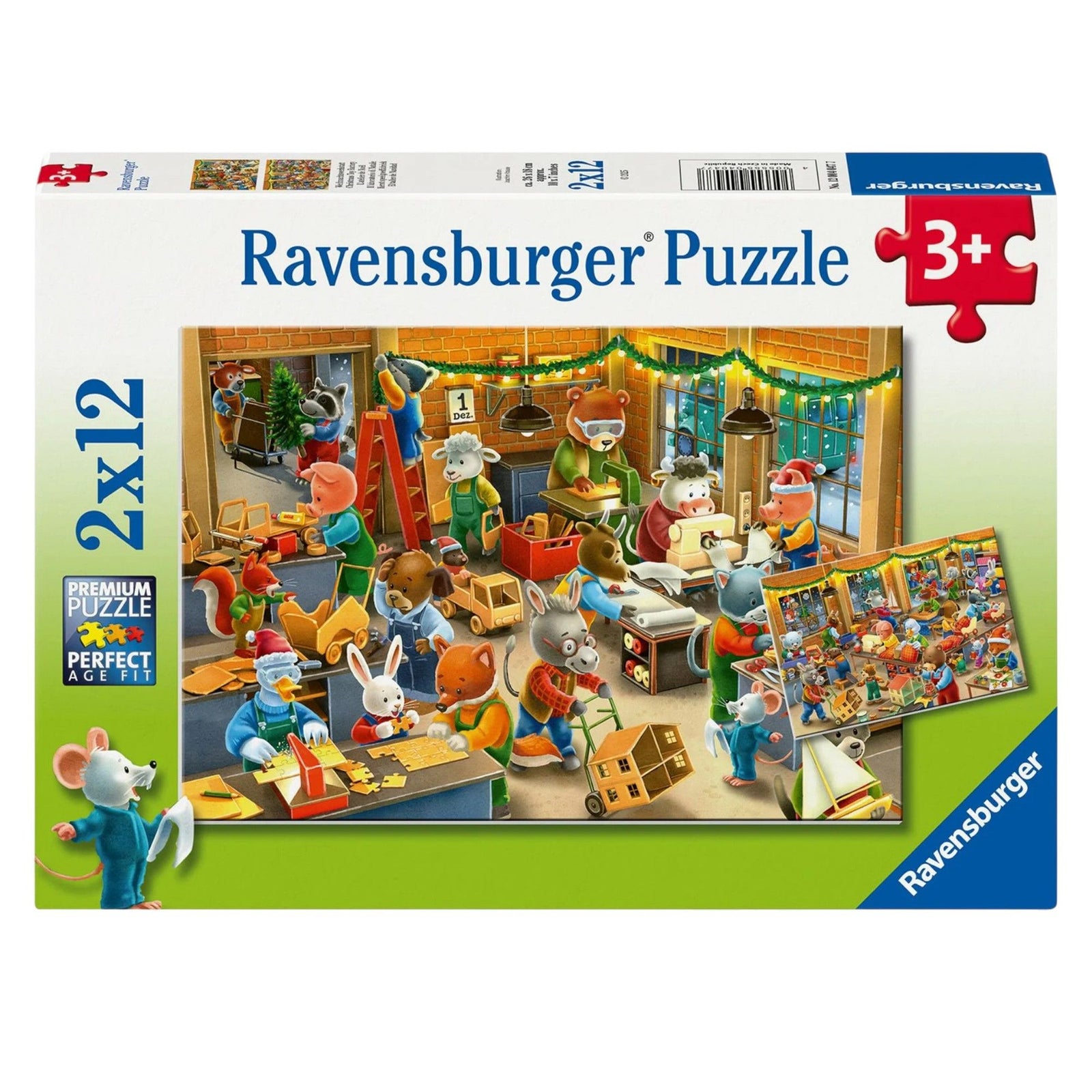 RAVENSBURGER - CHRISTMAS TOY FACTORY - 2X12 PIECE PUZZLE