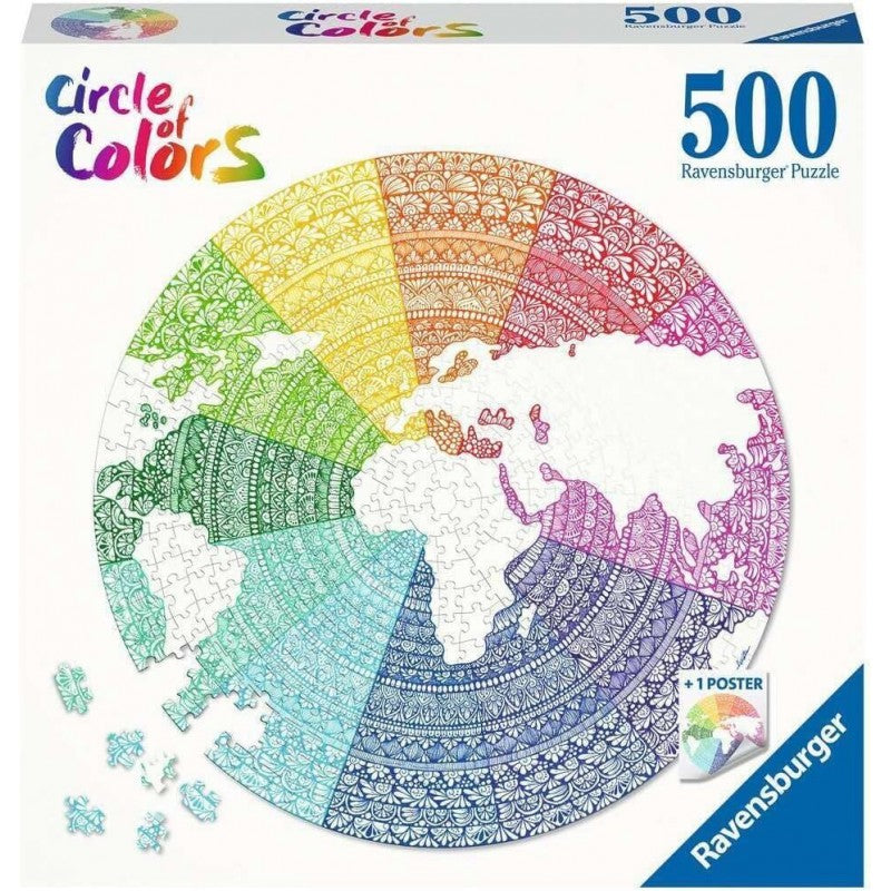 RAVENSBURGER CIRCLE OF COLORS - MANDALA 500 PIECE PUZZLE - Toyworld Frankston