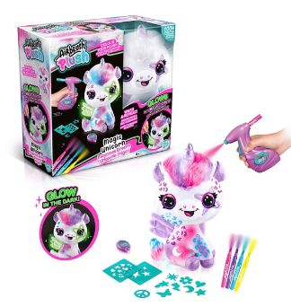 AIRBRUSH PLUSH - GLOW IN THE DARK - MAGIC UNICORN - Toyworld Frankston