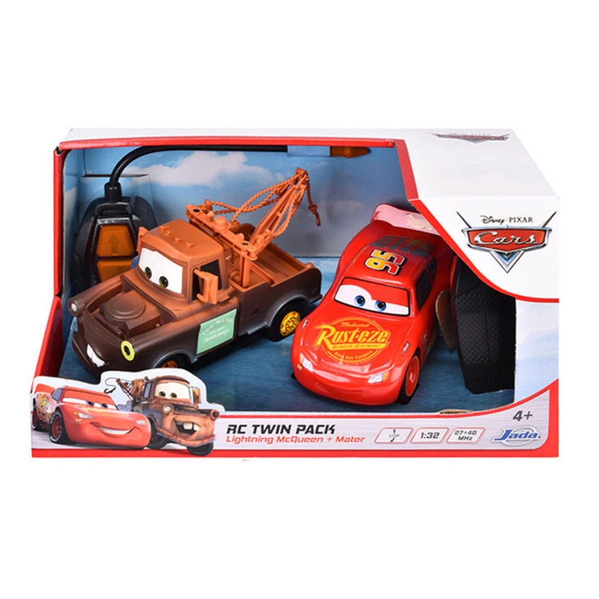 DISNEY CARS - RC TURBO RACER 1:32 SCALE - LIGHTNING MCQUEEN AND MATER TWIN PACK - Toyworld Frankston