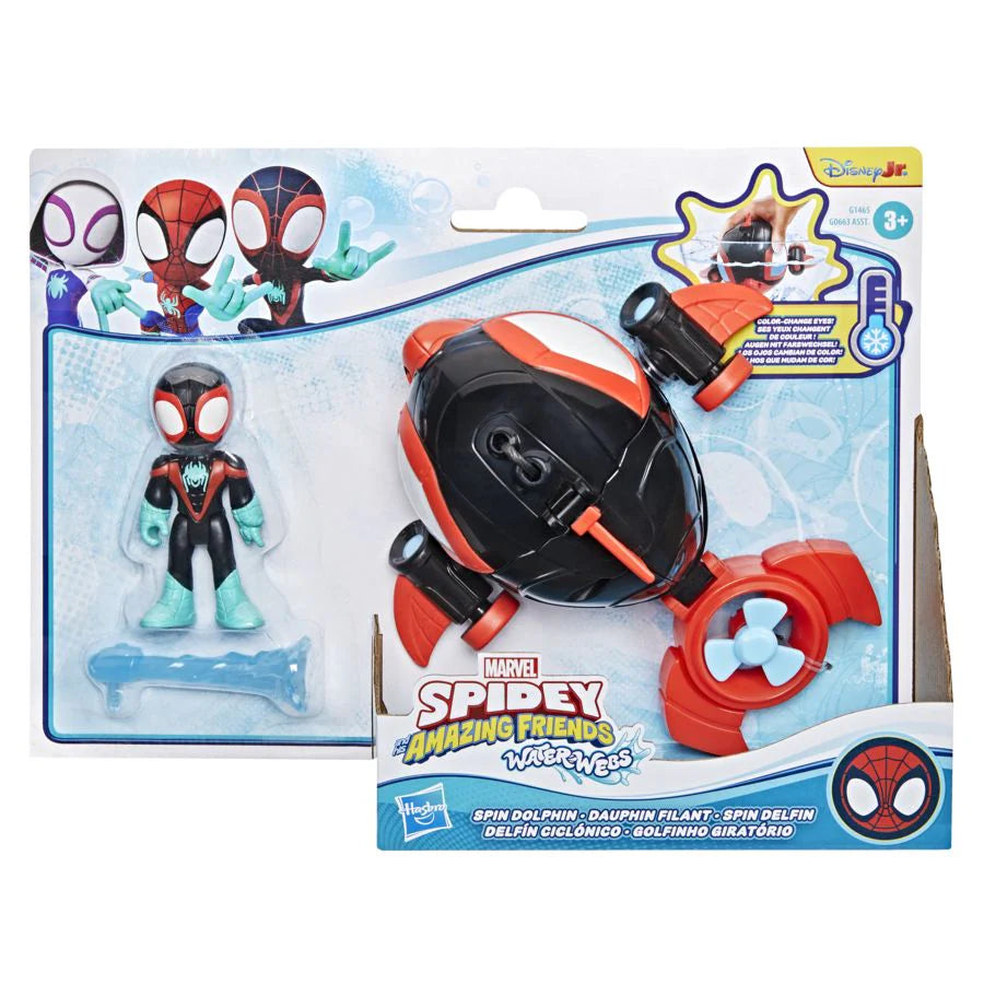 SPIDEY AND FRIENDS - WATER WEBS SPIN DOLPHIN VEHICLE - Toyworld Frankston