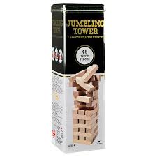 CARDINAL GAMES 48PCS WOOD JUMBLING TOWERS IN TIN - Toyworld Frankston