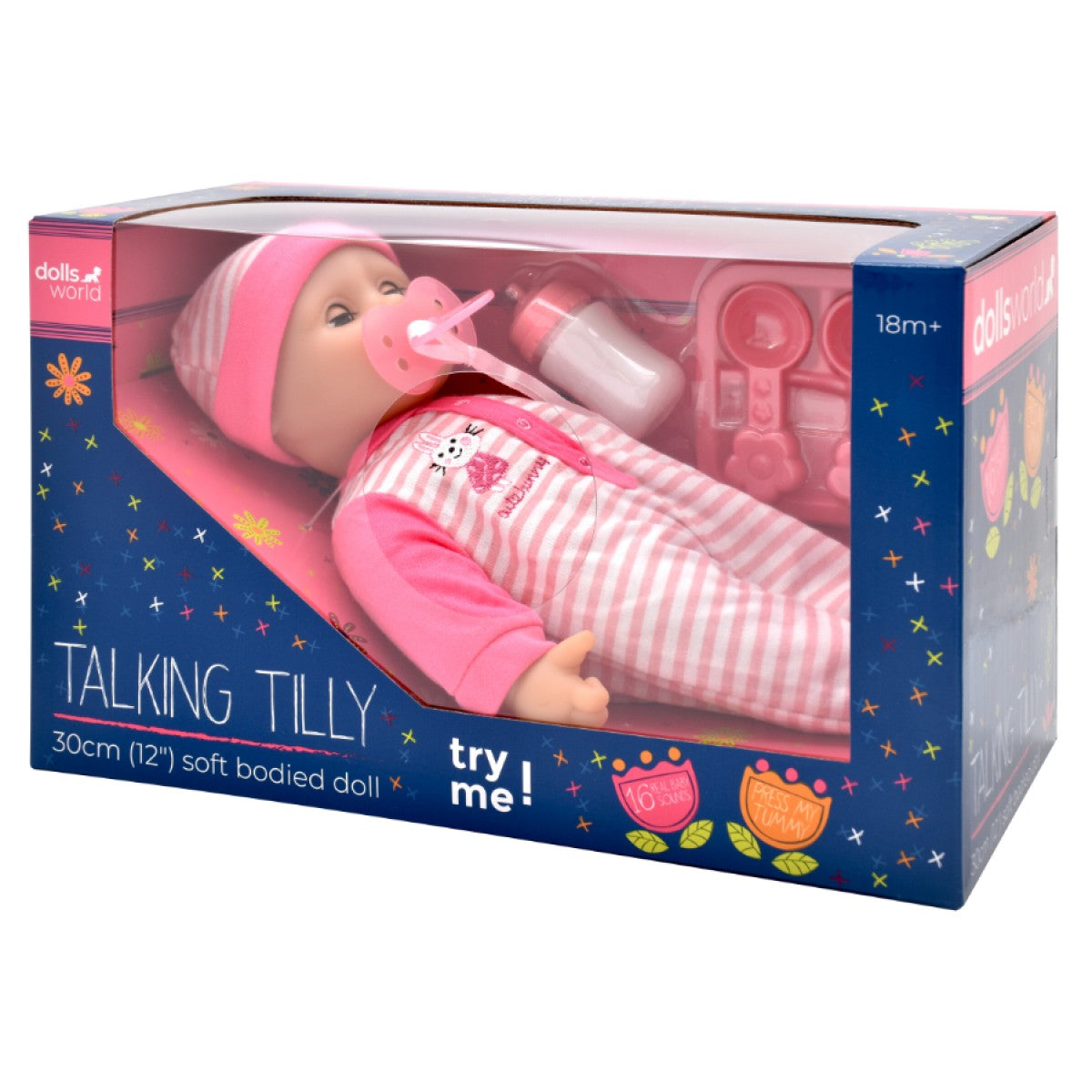 DOLLS WORLD - TALKING TILLY 30CM SOFT BODIED DOLL - Toyworld Frankston