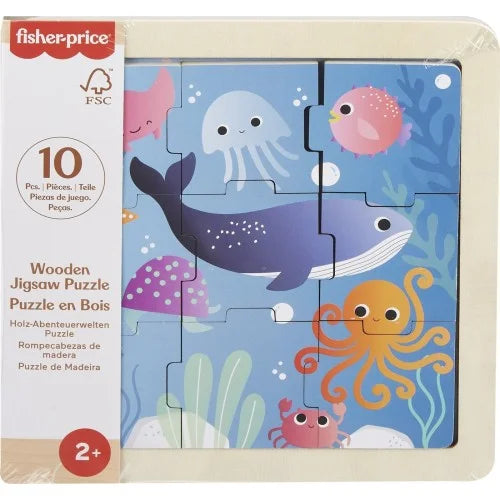 FISHER-PRICE WOODERN JIGSAW PUZZLE 10 PC - OCEAN - Toyworld Frankston