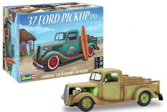 REVELL 1:25 1937 FORD PICKUP STREET ROD WITH SURFBOARD - Toyworld Frankston