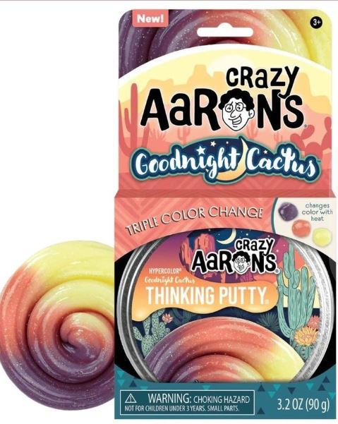 CRAZY AARON'S THINKING PUTTY TRIPLE COLOR CHANGE - GOODNIGHT CACTUS - Toyworld Frankston
