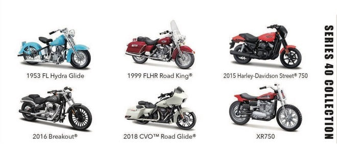 MAISTO HARLEY DAVIDSON 1:18 MOTORCYCLE SERIES 40 6 ASSORTED DESIGNS - Toyworld Frankston