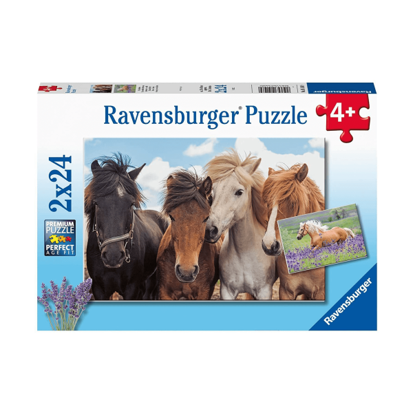 RAVENSBURGER 051489 -  HORSE FRIENDS 2x24 PIECE PUZZLE - Toyworld Frankston