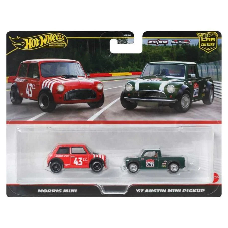 HOT WHEELS PREMIUM 2 PACK - MORRIS MINI / 67 AUSTIN MINI PICKUP