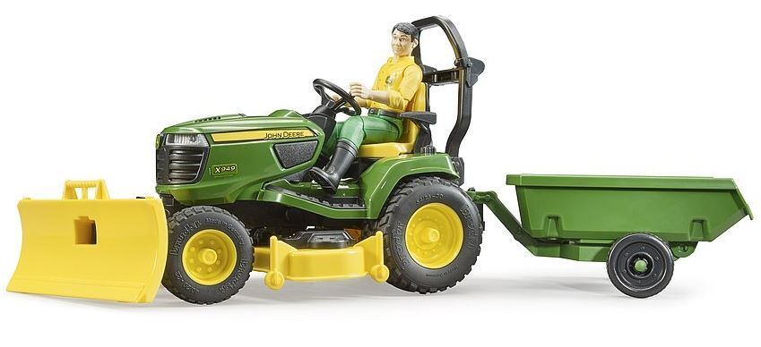 BRUDER JOHN DEERE LAWN TRACTOR WITH TRAILER - Toyworld Frankston