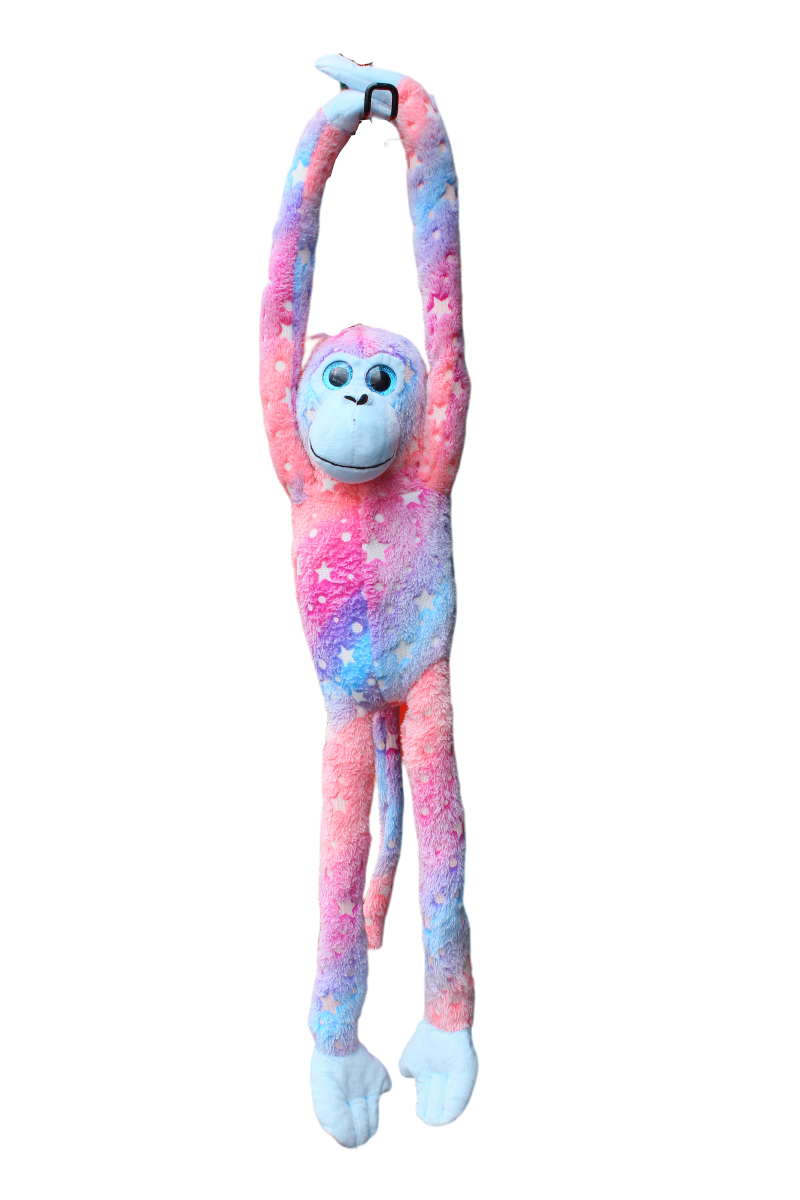 HANGING MONKEY - EVA PINK/BLUE GLOW IN THE DARK - Toyworld Frankston