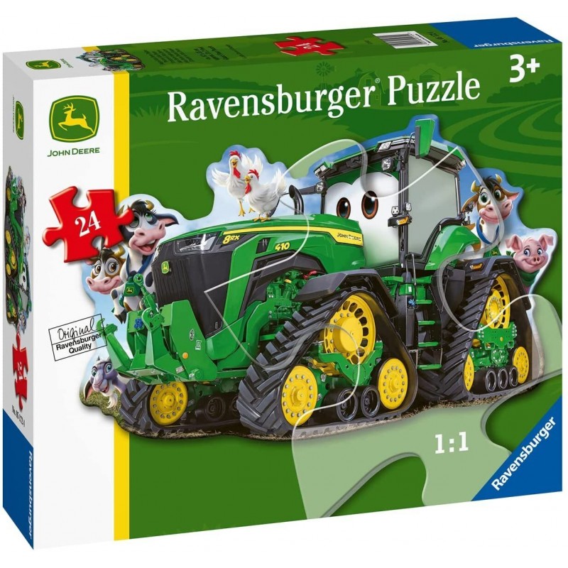 RAVENSBURGER  SHAPED JOHN DEERE TRACTOR 24PC GIANT FLOOR PUZZLE - Toyworld Frankston