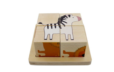 KAPER KIDZ WOODEN JUNGLE ANIMALS BLOCK PUZZLE