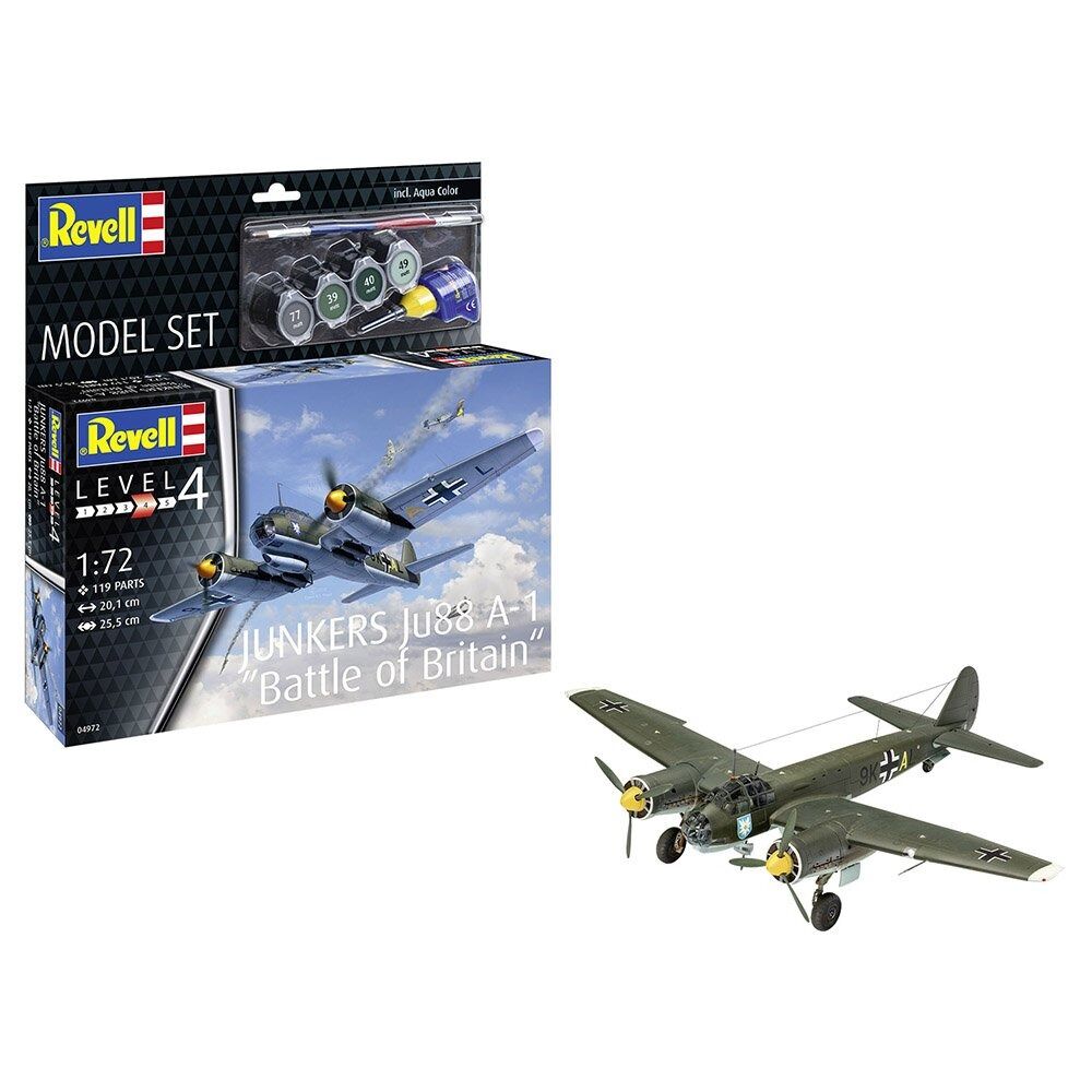 REVELL STARTER KIT 1/72 MODEL SET JUNKERS JU88 A-1 BATTLE OF BRITAIN - Toyworld Frankston