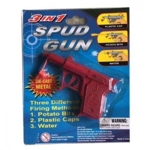 3 IN 1 DIE CAST SPUD GUN - Toyworld Frankston