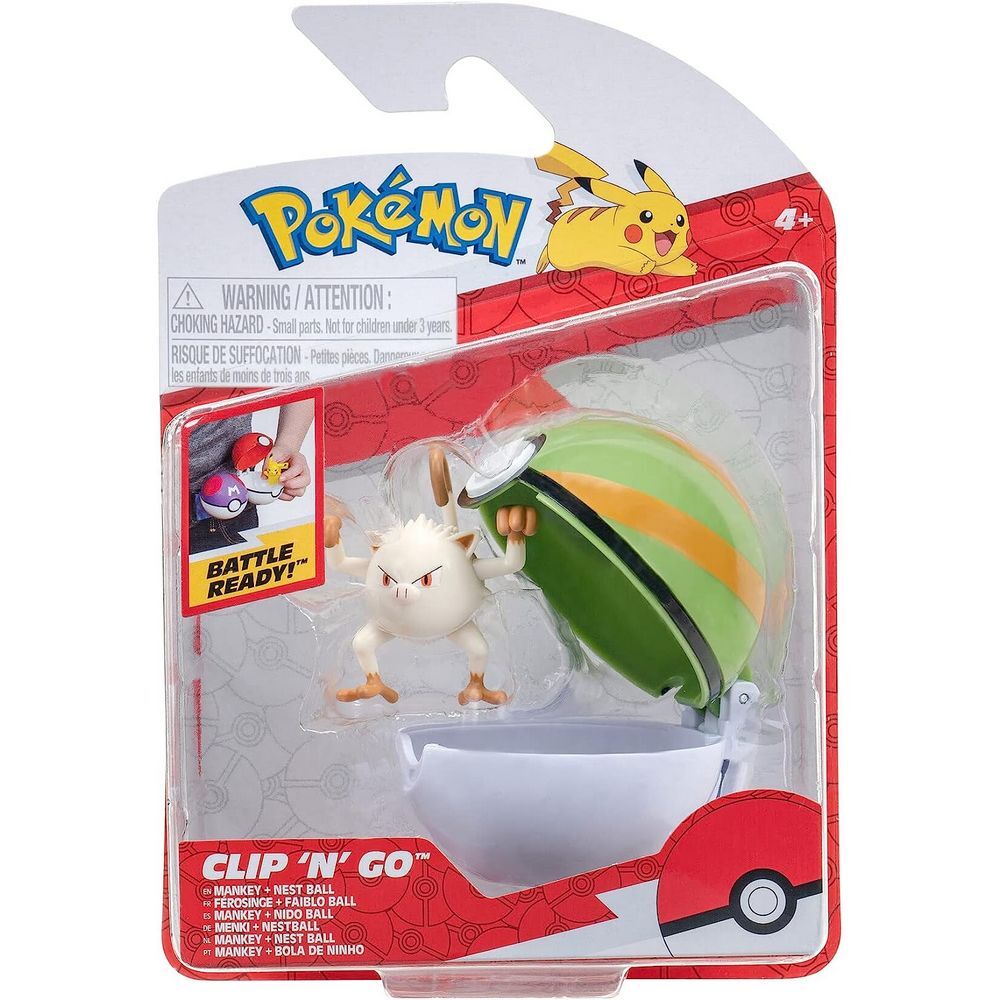 POKEMON CLIP 'N GO - MANKEY - NEST BALL - Toyworld Frankston