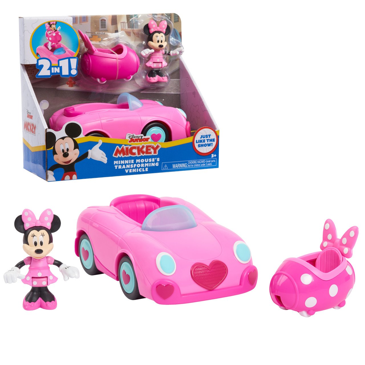 DISNEY JR MICKEY MOUSE TRANSFORMING VEHICLE - MINNIE MOUSE - Toyworld Frankston