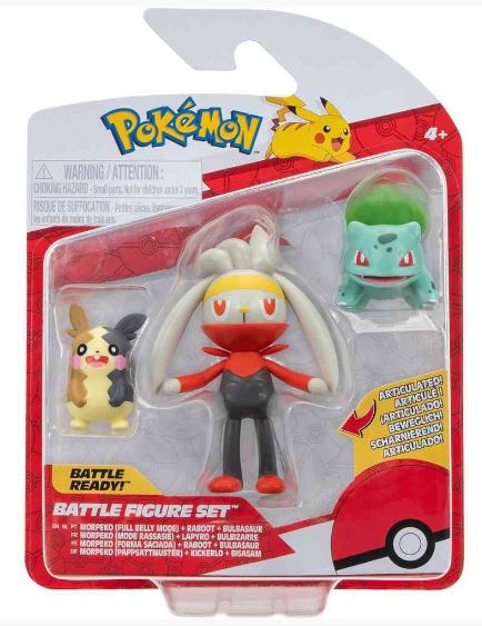 POKEMON BATTLE FIGURE FIGS ASST MORPEKO, RABOOT, BULBASAUR - Toyworld Frankston