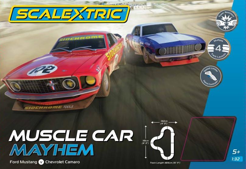 SCALEXTRIC MUSCLE CAR MAYHEM SLOT CAR SET - Toyworld Frankston
