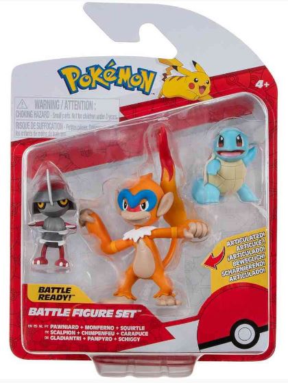POKEMON BATTLE FIGURE FIGS ASST PAWNIARD, MONFERNO, SQUIRTLE - Toyworld Frankston