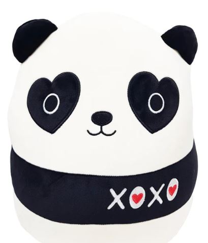 SQUISHMALLOWS - 12 INCH VALENTINE'S HEART ASSORTMENT B - STANLEY THE PANDA - Toyworld Frankston
