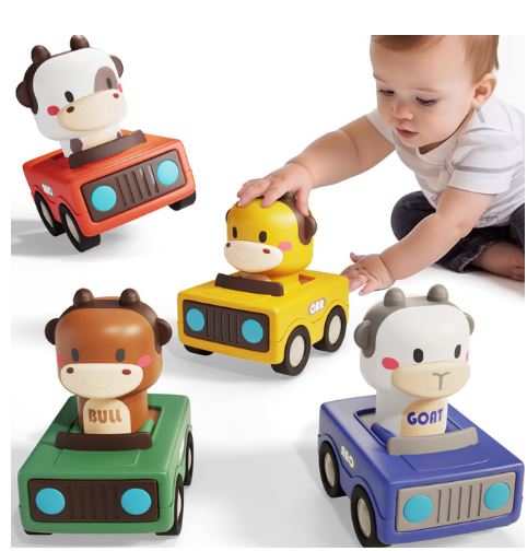 PRESS AND GO RACING CARS - ASSORTED ANIMAL DESIGNS - Toyworld Frankston