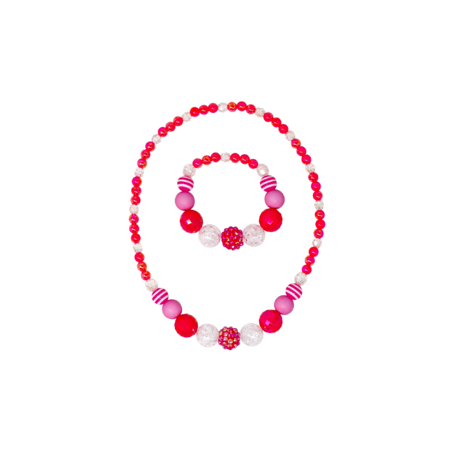 PINK POPPY PINK BEAD BRACELET AND NECKLACE SET