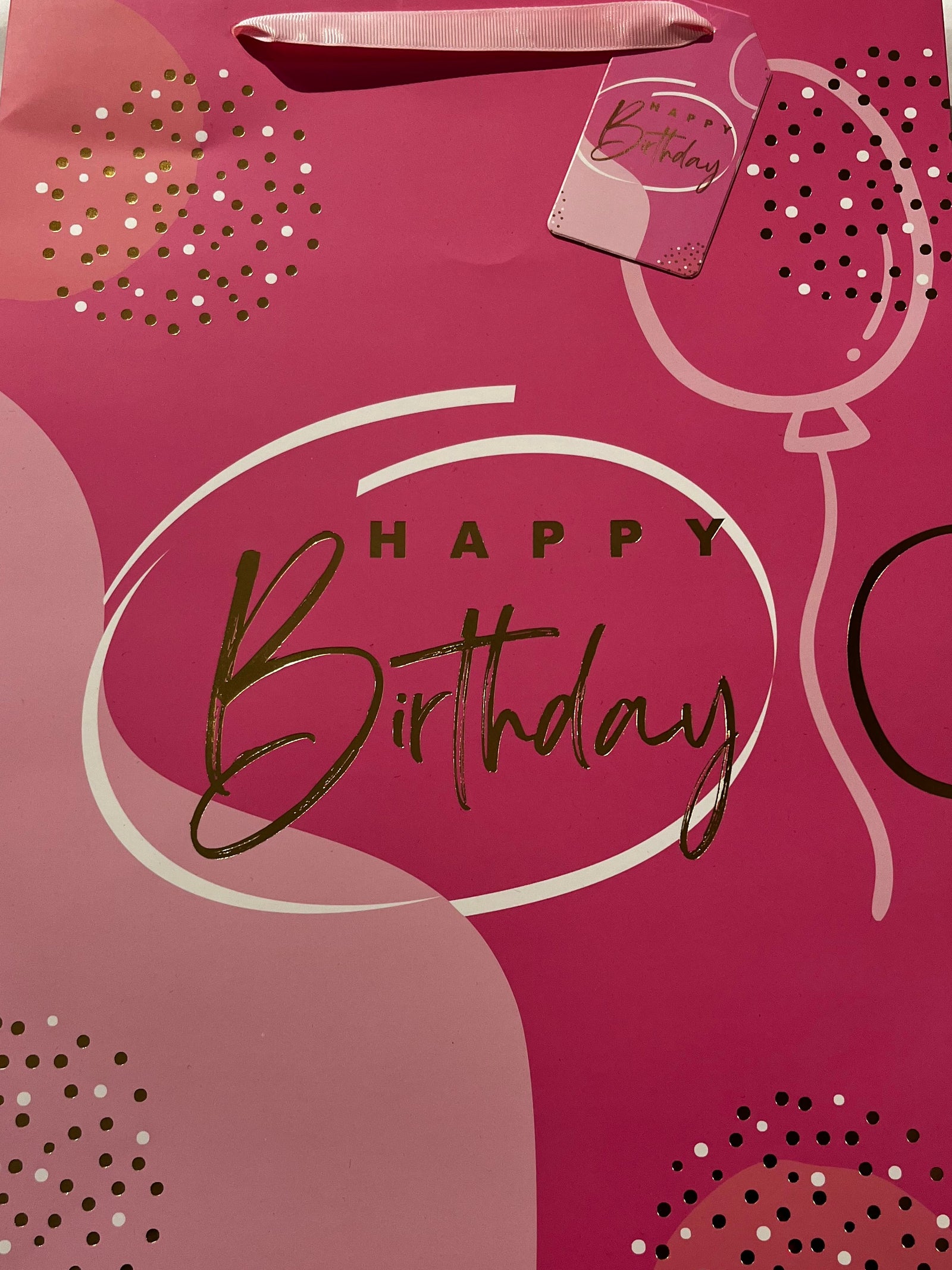 GIFT BAG - LARGE PINK HAPPY BIRTHDAY