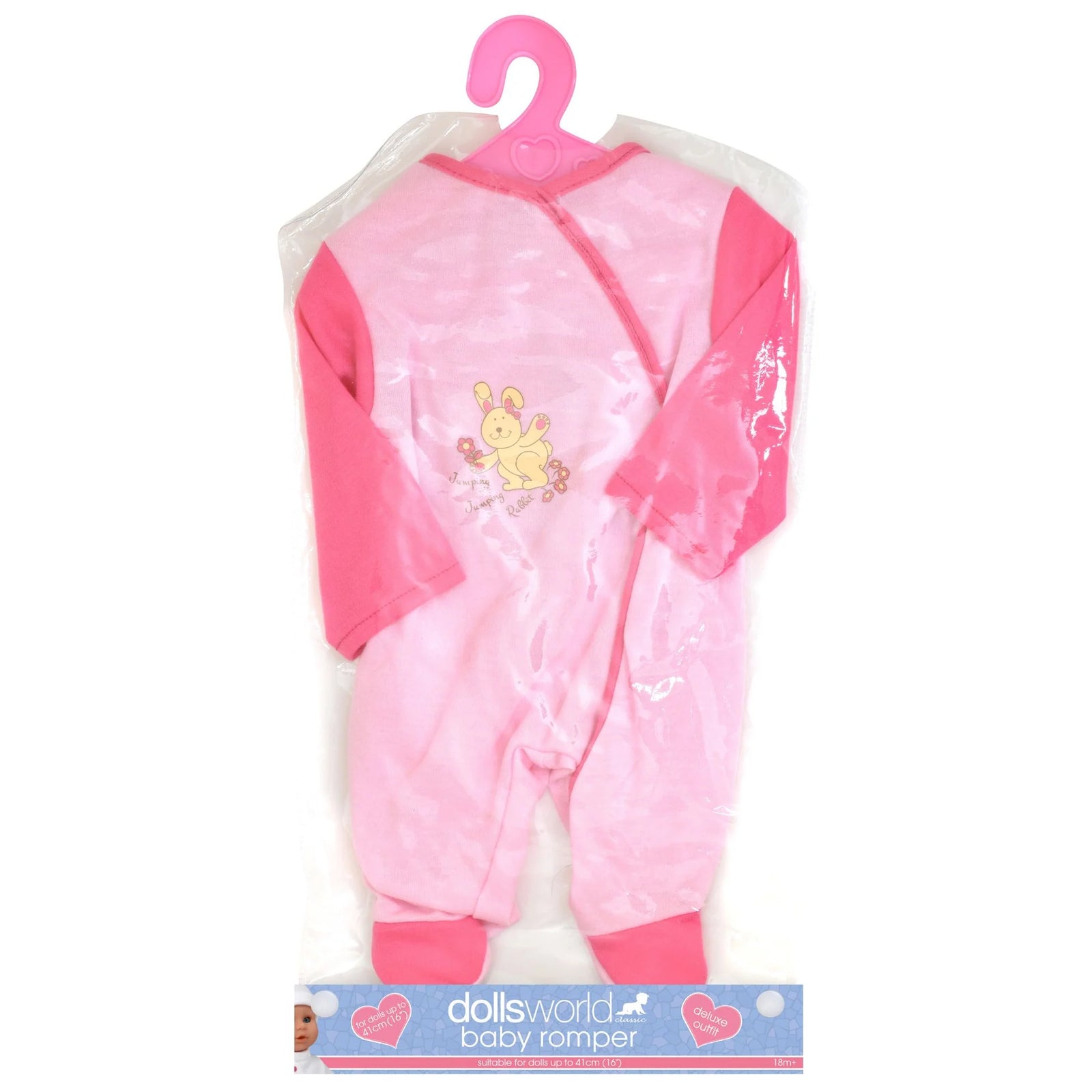 DOLLSWORLD FASHION BOUTIQUE BABY ROMPER - PINK OUTFIT WITH RABBIT