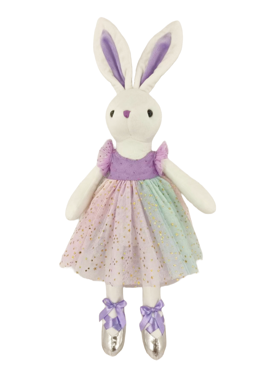 COTTON CANDY PLUSH BUNNY - GRACE PURPLE AND MULTI COLOR SKIRT - Toyworld Frankston