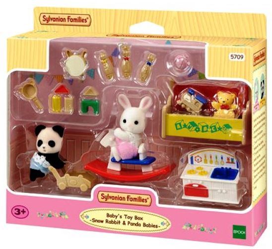 SYLVANIAN FAMILIES - BABY'S TOY BOX - SNOW RABBIT AND PANDA BABIES - Toyworld Frankston